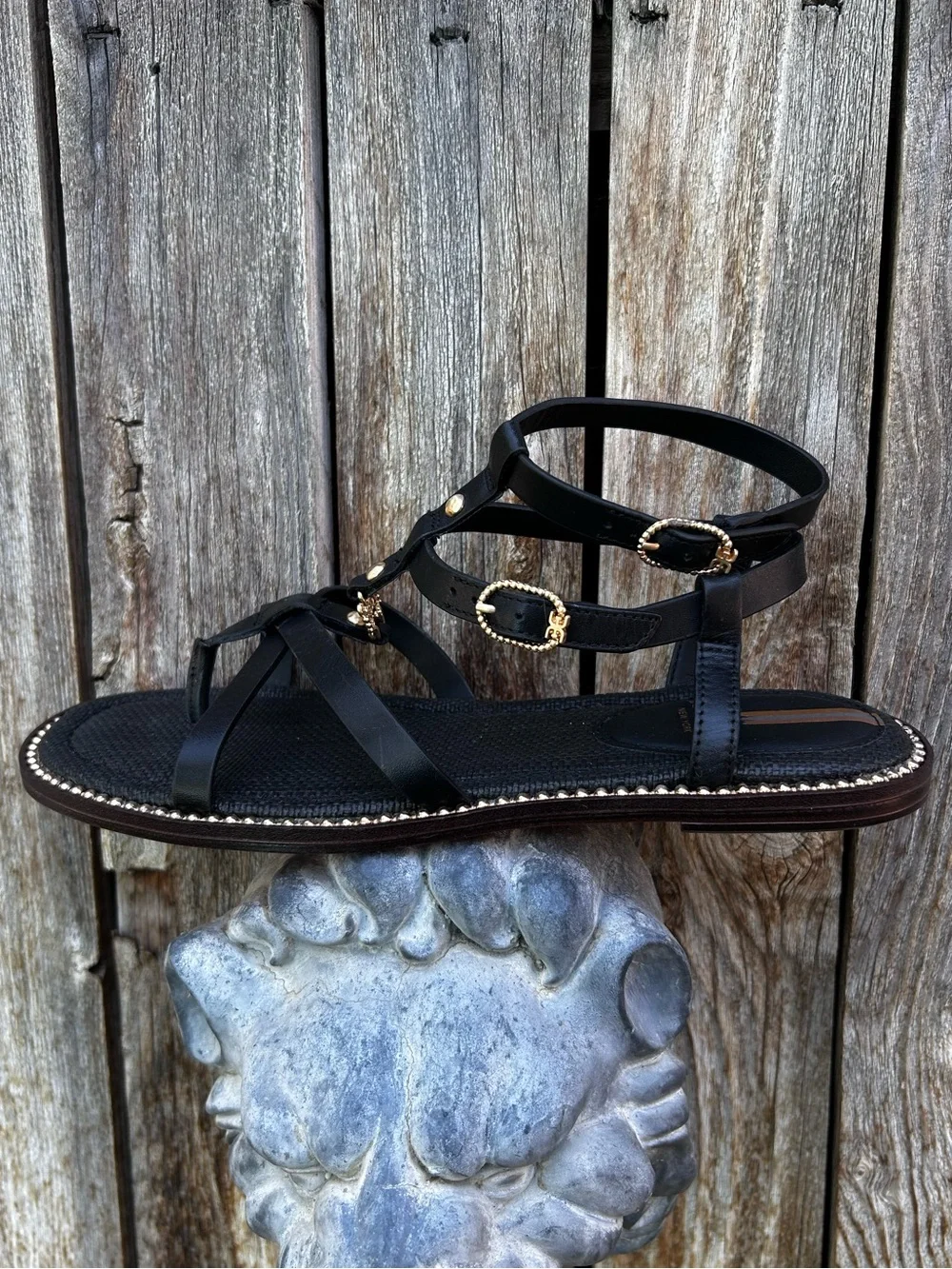 NWT Sam Edelman Talya Ankle Strap Sandal Leather Black 9